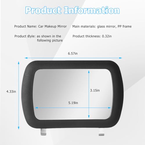 Car Sun Visor Vanity Mirror, Clip-on Vehicle Sun Shading Cosmetic Makeup Mirror, HD Automotive Interior Vanity Looking Glass for Women Girls, Universal for SUV RV Truck