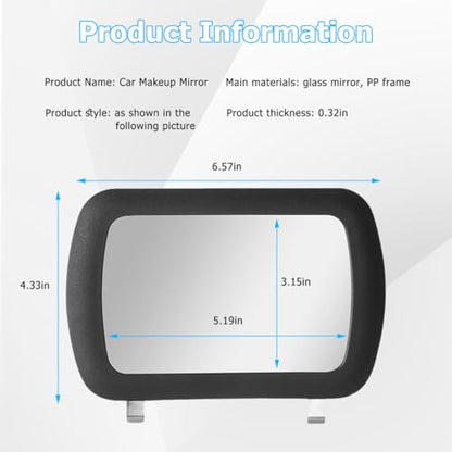 Car Sun Visor Vanity Mirror, Clip-on Vehicle Sun Shading Cosmetic Makeup Mirror, HD Automotive Interior Vanity Looking Glass for Women Girls, Universal for SUV RV Truck