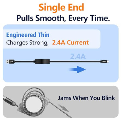 AGVEE 3ft Fixed / 2.3ft Extend Single-End Retractable USB C Cable - size: 3ft Fixed / 2.3ft Extend
