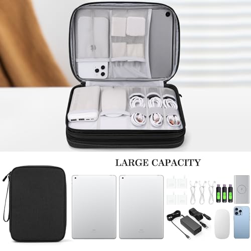 FYY Electronic Organizer, Travel Tech Pouch Bag, Extra Large, Black - color: Black, size: 10.8 x 8 x 3.15 inches