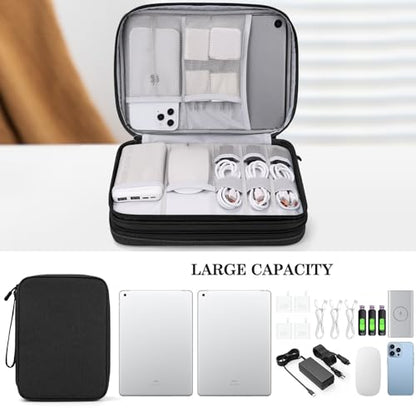 FYY Electronic Organizer, Travel Tech Pouch Bag, Extra Large, Black - color: Black, size: 10.8 x 8 x 3.15 inches