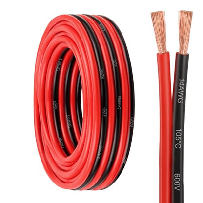 14 Gauge Wire - 14 AWG 2 Conductors Copper Wire Battery Cable Oxygen Free Copper Wire for Solar Panel, Automotive, Trailer, RV and Speaker (14 Gauge 20FT) - size: 20 FT, style: 14 AWG