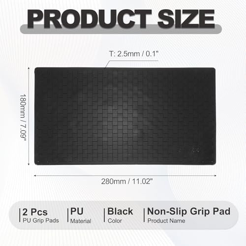 2Pcs Car Dashboard Anti-Slip Mat, 11.02" x 7.09" Phone Grip Pad Non-Slip PU Mat Anti-Skid Holder for Phone Keys Sunglasses Electronic Devices, Black - color: Black, size: 11.02" x 7.09"