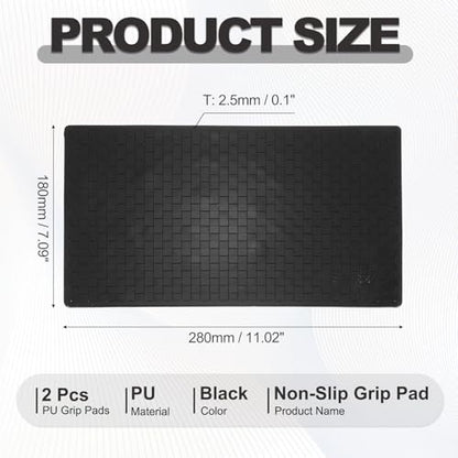 2Pcs Car Dashboard Anti-Slip Mat, 11.02" x 7.09" Phone Grip Pad Non-Slip PU Mat Anti-Skid Holder for Phone Keys Sunglasses Electronic Devices, Black - color: Black, size: 11.02" x 7.09"
