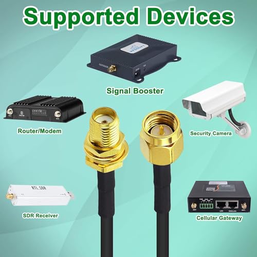 33ft WiFi Antenna Extension Cable RG174 RF SMA Male to SMA Female Coaxial Cable Low Loss Gold Plated Pigtail for Wireless LAN Router Bridge External Antenna Equipment 2pack - style: 33ft-Pack of 2