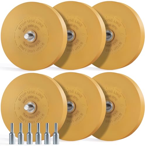 6 PCS Decal Remover Eraser Wheel Rubber Adhesive Wheel for Cars - size: Flat 6 PCS
