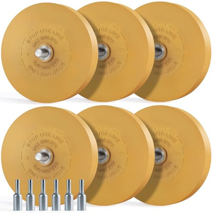 6 PCS Decal Remover Eraser Wheel Rubber Adhesive Wheel for Cars - size: Flat 6 PCS