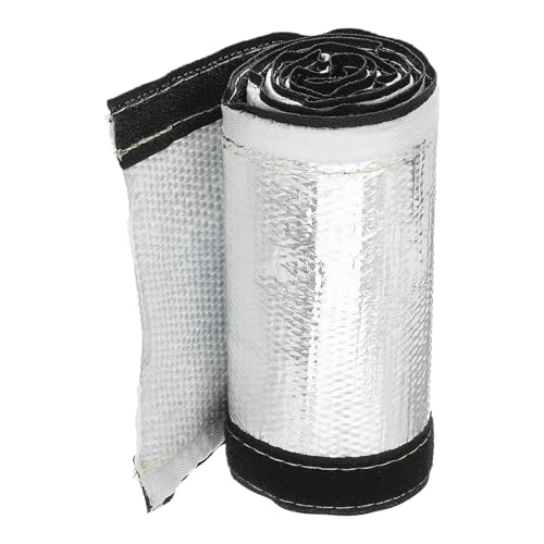 MECCANIXITY 1.5mm Heat Shroud Aluminized Sleeving 1 2/5" ID x 3.2FT Aluminum Metallic Fiberglass Heat Shroud for Fuel Lines Cables Electrical Wiring - size: 1 2/5" ID x 3.2FT