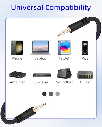 3.5mm Flat Audio Cable,3.5mm Male to Male Flat Headphone Jacks Audio Cable for Car Audio Systems,Home Speakers,Phones,Tablets,2Pack(0.15M/0.49FT) - style: male to male