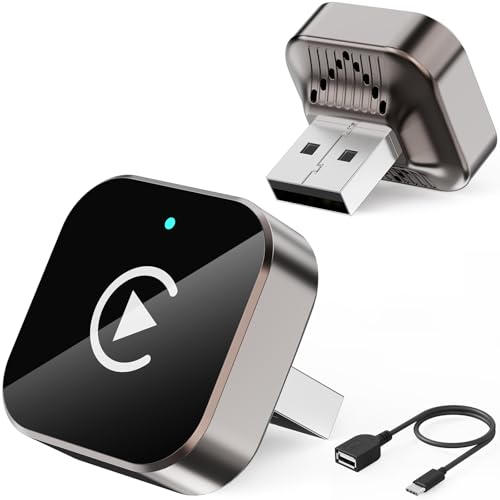 (2026 Upgraded) 2 in 1 Wireless CarPlay Adapter for Apple iPhone＆Android - color: Black
