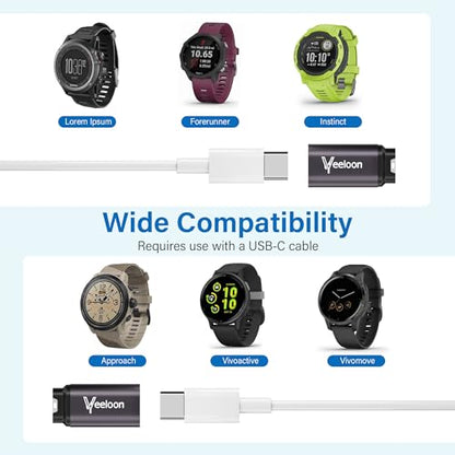 USB-C Charger Adapter for Garmin Watch (2 Pack)，C to Garmin Cable Converter with Anti-Lost Lanyard, Safe Fast Charging for Garmin Fenix,Forerunner,Instinct,Venu,Vivoactive,Epix,Tactix,Swim - size: Straight