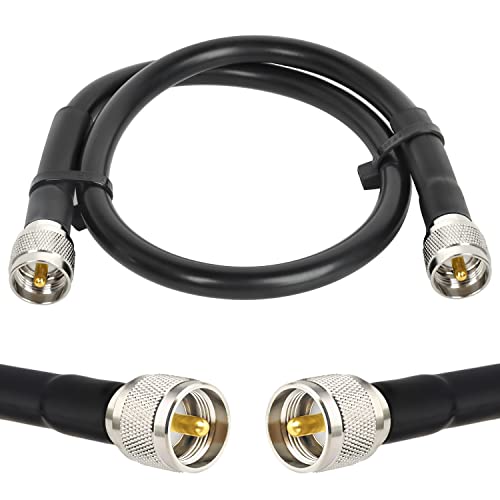 MOOKEERF CB Coax Cable - RG213 Coaxial UHF Male to Male 2FT Low Loss RG-213 UHF Cable for Ham Radio/VHF Radio/SWR Meter/Antenna Analyzer - size: 2FT