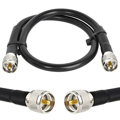 MOOKEERF CB Coax Cable - RG213 Coaxial UHF Male to Male 2FT Low Loss RG-213 UHF Cable for Ham Radio/VHF Radio/SWR Meter/Antenna Analyzer - size: 2FT