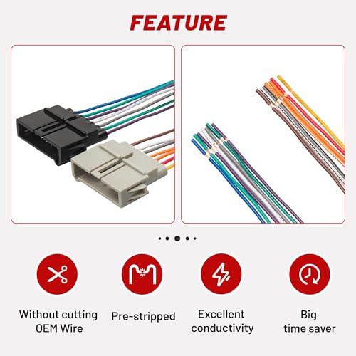 RED WOLF Car Radio Wire Harness Replacement for Jeep Cherokee 1997-2001, 1999 Chrysler 300m 1999-2001, Dodge Neon 1995-2001 Install Aftermarket Stereo Wiring Cable Connector Adapter Plug
