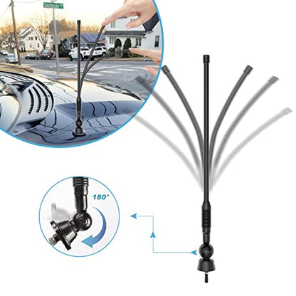 Car Radio Antenna AM FM Waterproof Marine Antenna for Golf Cart ATV UTV RV Car Stereo Boat Mast Flexible Truck Excavator Tractor RVR Yacht Pontoon - color: Black