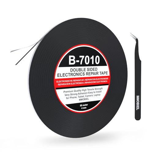 MMOBIEL Double Sided Adhesive Tape 4mm 50m Roll (164ft) Black Ultra Strong Mounting Tape for LCD Screen Repair, Smartphone Tablet Laptop Glass Fix - color: Black, size: 4 mm