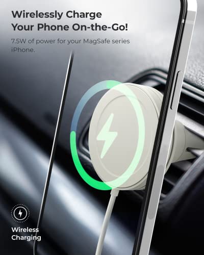 iOttie Velox Mini MagSafe Compatible Air Vent Car Mount in Astral Gray with Wireless Charging for iPhone 13, 14, 15 Series - color: Gray