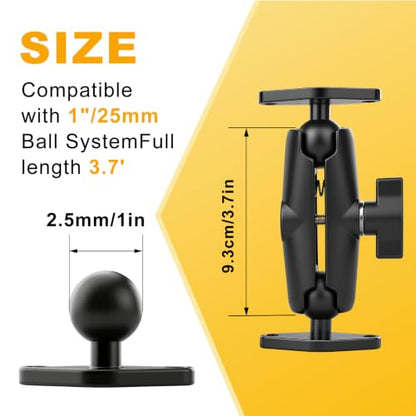 Aluminum Alloy Double Socket Arm Compatible RAM Mount Arm, 1" Double Ball Adapter, 360° Rotation, Extension Rod for Phone Holder, for Bike, Motorcycle, Truck. (Medium) - size: Medium