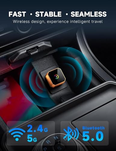 Aimoon 2026 Upgraded Wireless CarPlay Adapter for iPhone＆Android, Car Play Mini Wired to Wireless Adapter for CarPlay ＆Android Auto Plug and Play Stable Connection & No Latency for iPhone iOS 10+