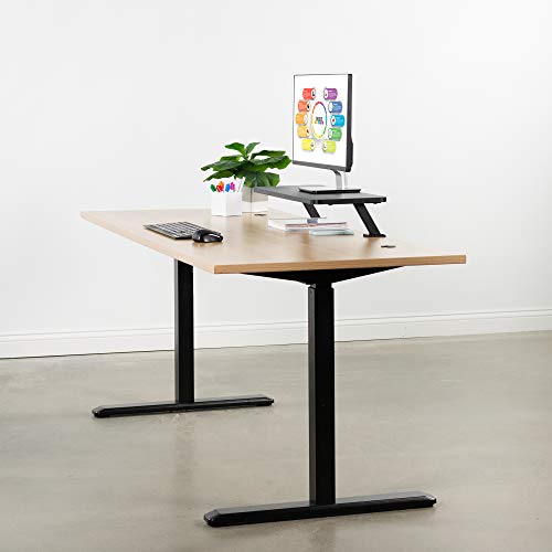 VIVO Black Clamp-on Small 26 inch Ergonomic Desk Shelf, Single Computer Monitor Stand Riser - Desk Organizer Holds 1 Screen or Laptop STAND-SHELF24B - size: 24" shelf