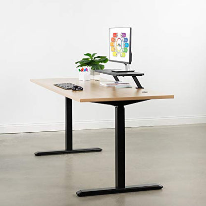 VIVO Black Clamp-on Small 26 inch Ergonomic Desk Shelf, Single Computer Monitor Stand Riser - Desk Organizer Holds 1 Screen or Laptop STAND-SHELF24B - size: 24" shelf