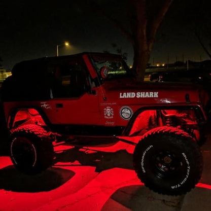 2 Pods LED Rock Lights, Ampper Waterproof LED Neon Underglow Light for Car Truck ATV UTV SUV Offroad Boat Underbody Glow Trail Rig Lamp (Red) - color: Red, size: 2 Pods