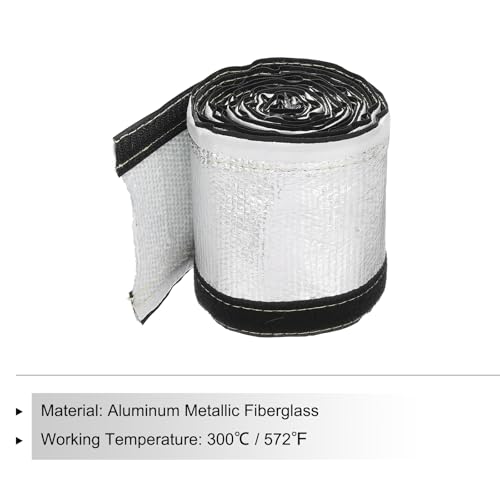 MECCANIXITY 1.5mm Heat Shroud Aluminized Sleeving 1" ID x 10FT Aluminum Metallic Fiberglass Heat Shroud for Fuel Lines Cables Electrical Wiring - size: 1" ID x 10FT