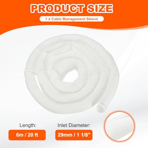 MECCANIXITY Braided Wire Loom, 20ft(6 m) - 1 1/8"(29mm) Wire Split Braided Cable Management Sleeve Automotive Woven Mesh Split Loom Tubing for Multi-Cable Management, White - color: White, size: 20ft(6 m) - 1 1/8"(29mm)