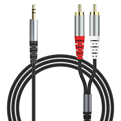 HIEbee RCA to 3.5mm AUX Cable, (1M/3.3Feet) 3.5mm 1/8 to RCA 2-Male Headphone Jack Adapter Y Splitter Premium Stereo Audio Cord for Smartphones, Tablets, HDTV,or MP3 Players, Speakers - size: RCA cable--1M