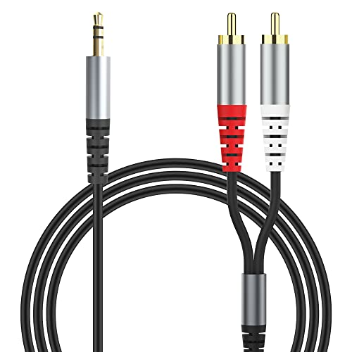 HIEbee RCA to 3.5mm AUX Cable, (1.5M/4.9Feet) 3.5mm 1/8 to RCA 2-Male Headphone Jack Adapter Y Splitter Premium Stereo Audio Cord for Smartphones, Tablets, HDTV,or MP3 Players, Speakers - size: RCA cable--1.5M