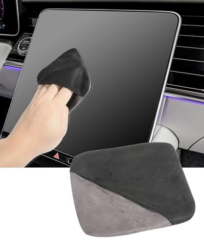 SCUARI Car Screen Cleaner,Touch Screen Cleaner for Car,Car Accessories Car Screen Wipes,Foldable Car Screen Cleaner Cloth,Square Microfiber Screen Cleaning Pad,Fits Car Dashboard LCD Display (Black) - color: Black