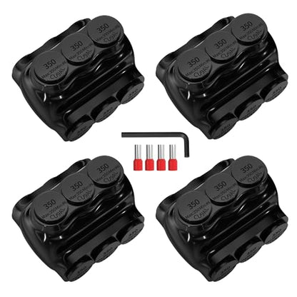 Joinfworld 3 Port Insulated Multi Tap Connector 350MCM-6 Gauge Wire Connectors Aluminum to Copper Wire Connectors Dual Entry Wire Splice Connectors - 4 Pack - size: 350MCM-6 AWG