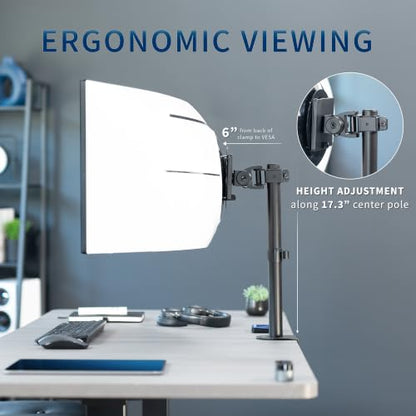 VIVO Clamp-on Single Ultra Wide Monitor Desk Mount, Low Profile Heavy Duty Adjustable Stand for 1 Ultrawide Screen up to 49 inches, 44 lbs Capacity, Black, STAND-V100C - size: up to 49" screens, style: Standard