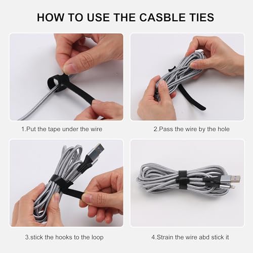 Nettbe Reusable Cable Ties, 210 PCS 6 Inches Adjustable Cord Straps Wire Organizer Cord Wrap and Hook Loop Cable Management (Pack of 2) - size: 6inches-210PCS (Pack of 2)
