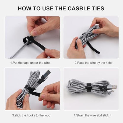 Nettbe Reusable Cable Ties, 210 PCS 6 Inches Adjustable Cord Straps Wire Organizer Cord Wrap and Hook Loop Cable Management (Pack of 2) - size: 6inches-210PCS (Pack of 2)