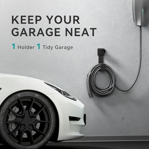 EV Charger Holder - Tesla Connector, Nozzle Holster Dock and J-Hook Combination, EV Cable Holder Wall-Mount Electric Vehicle Charger - size: For Tesla