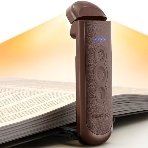 HIONXMGA Rechargeable Book Light,Clip-On Reading Light for Books in Bed - color: Brown