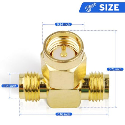 Superbat SMA Adapter Splitter 2-Way, SMA Male to Dual Female Splitter Antenna Adapter Converter 3pcs - color: SMA splitter