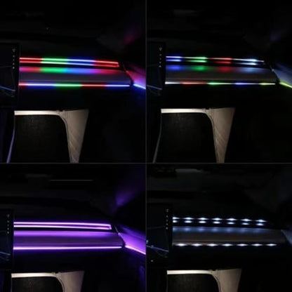 Acrylic Interior Car LED Strip Light APP Control, RGB Symphony Color 18 in 1 570 LEDs Fiber Optic Ambient Lighting Kits, 16 Million Colors Sound Active Function Car Neon Lights (18 in 1)