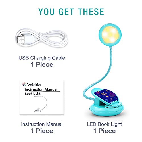 Vekkia Cute Rechargeable Book Light, Eye Caring Reading Light(Blue) - color: Blue