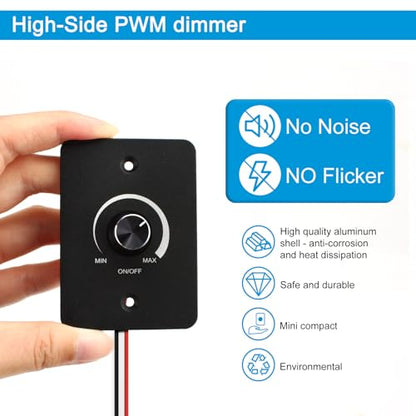 RGBZONE 12V PWM RV LED Dimmer Switch for Camper Van Boat Trailer Truck - color: BLACK:Rotary Switch Control