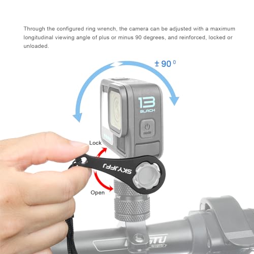 360 Degree Rotation Aluminum Motorcycle Bicycle Rack Mount Holder,Intended for GoPro Hero 13/12/11/10/9/8/Max,DJI Osmo Action 5Pro/4/3,Insta 360 Ace Pro 2/Pro/Ace - color: Black