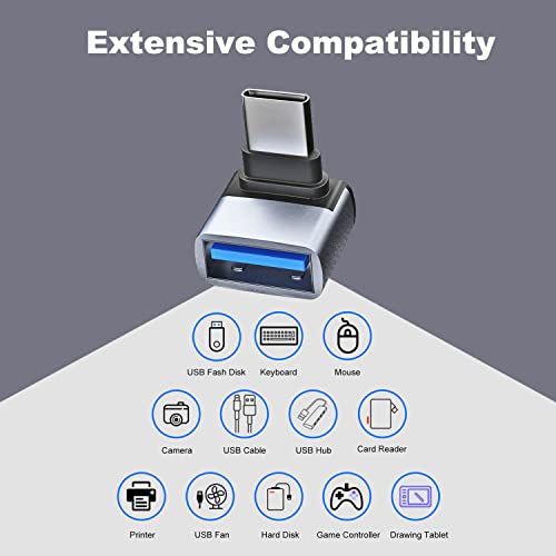 AreMe 90도 직각 USB C to USB 3.1 어댑터, 4팩