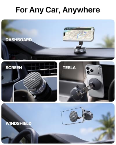 andobil 2026 Upgraded for Magsafe Car Mount [3-Axis Adjustable, 108LBS+ Strongest Scution] Vacuum Magnetic Phone Holders for Your Car, Rotatable Car Phone Holder Mount for iPhone 17 Pro Max 16 15 14