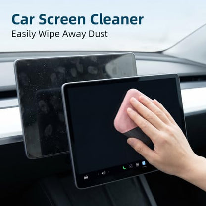 Car Screen Cleaner, 4.1''×4.1'' Microfiber Dashboard Wipes, Car Wipes Interior Cleaning, Square Cars Screen Wipe, Square Cleaner Tool for Dashboard LCD Display (Pink)