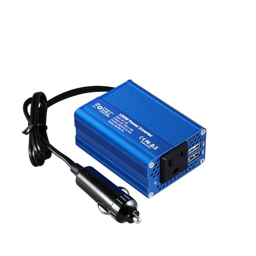 FOVAL 150W Car Power Inverter 12V DC to 110V AC Converter Vehicle Adapter Plug Outlet with 3.1A Dual USB Car Charger for Laptop Computer (Classic Blue) - color: Classic Blue