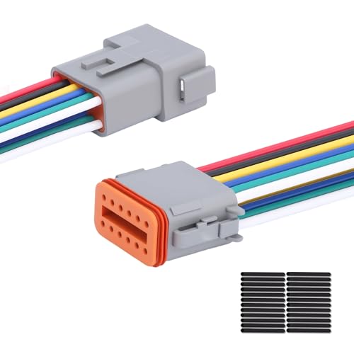 1 Pack 12-Pin DT Connector, IP68 Waterproof Male & Female - size: 12-Pin