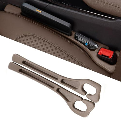 Car Seat Gap Filler Organizer of 2, 2 in 1 Car Gap Filler(Brown) - color: Brown