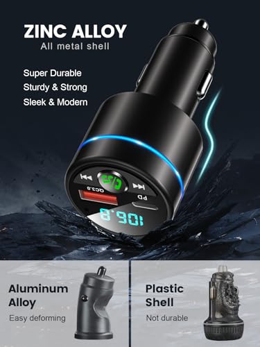 RIWUSI FM Transmitter for Car Bluetooth 5.3, Wireless FM Radio Car Adapter - color: Black