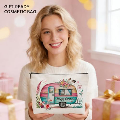 Camping Makeup Bag, Tent Rv Bonfire Cosmetic Bags Travel Organizer Bag - color: Multicolor 0066